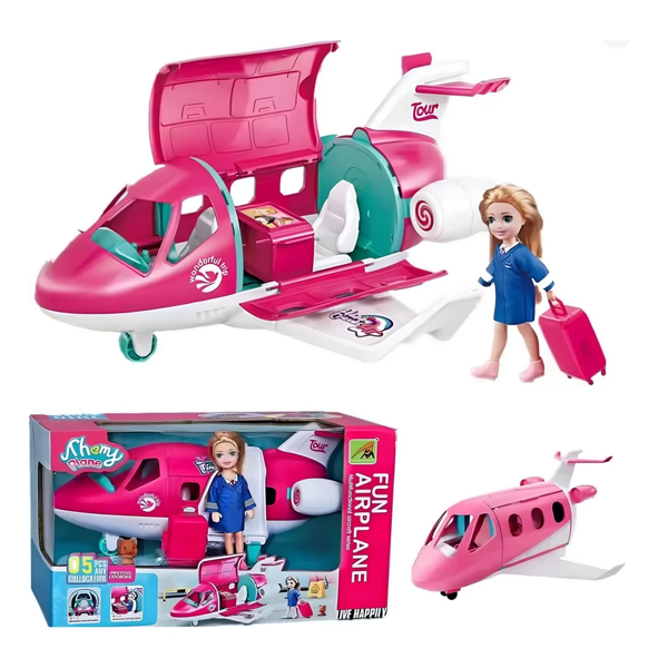 Pilot Uçaklı Bebek Kız Erkek Çocuk Oyuncak Eğitici Oyuncaklar - Image 1