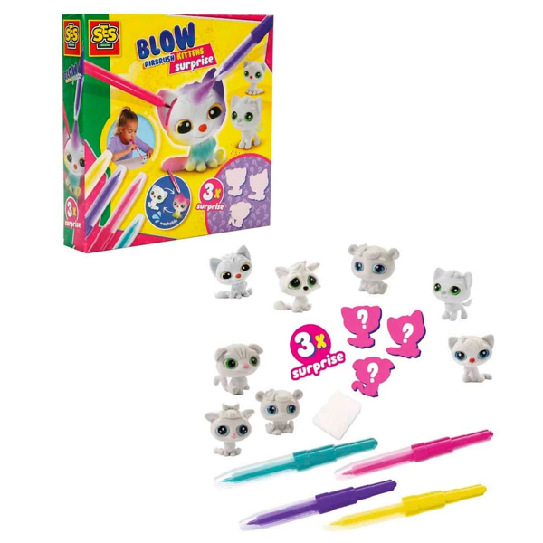 Boya Üfleme Kalemi 3x Kedicik Sürprizi Kız Erkek Çocuk Oyuncak Eğitici Oyuncaklar - Image 1