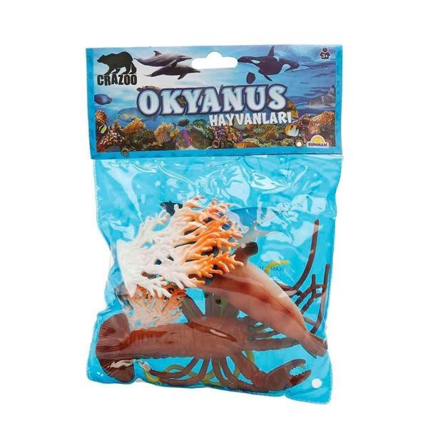 0709 Okyanus Hayvanları Poşetli Hayvan Oyun Seti Orta Boy Kız Erkek Çocuk Oyuncak Eğitici Oyuncaklar - Image 1