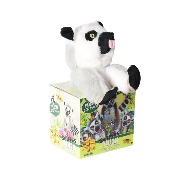 PRM 15801 Prime 3D Lemur Peluş ve Selfie 48 Parça Puzzle Kız Erkek Çocuk Oyuncak Eğitici Oyuncaklar - Image 1