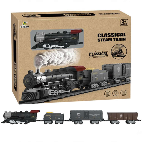 Classic Steam Pilli Tren Seti 29 Parça 1613C Kız Erkek Çocuk Oyuncak Eğitici Oyuncaklar - Image 1
