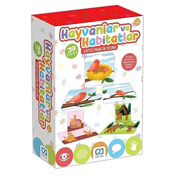 Ca Hayvanlar ve Habitatlar Eğitici Mantık Oyunu 39 Parça 5149 Kız Erkek Çocuk Oyuncak Eğitici Oyunca - Image 1