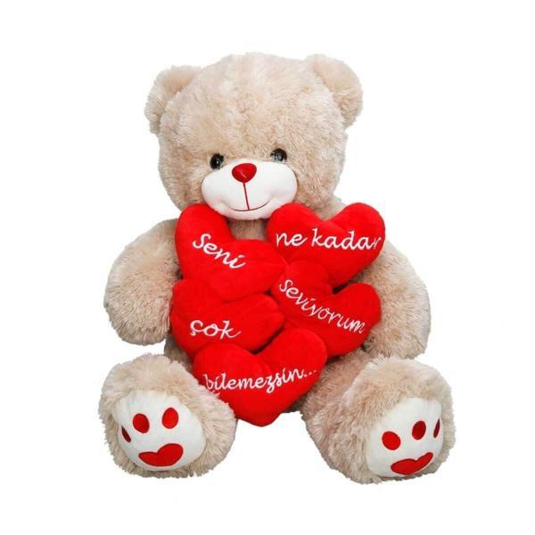 01015 Aşk Mesajlı Peluş Ayı 45cm Kız Erkek Çocuk Oyuncak Eğitici Oyuncaklar - Image 1