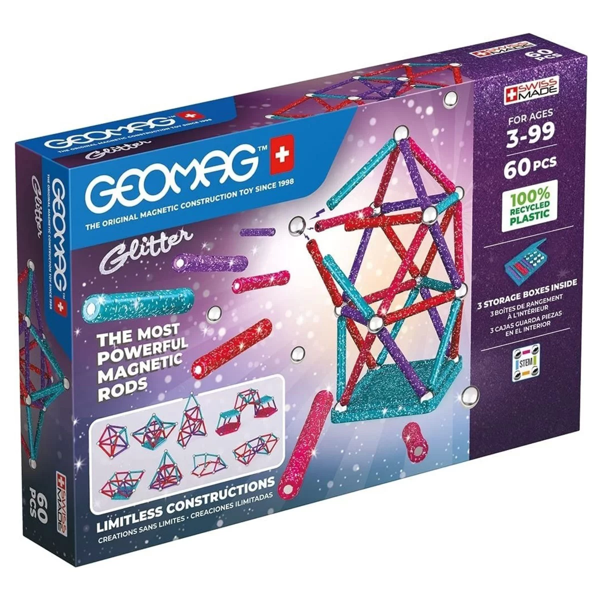 Geomag Glitter Manyetik Zeka Oyunu 60 Parça Kız Erkek Çocuk Oyuncak Eğitici Oyuncaklar - Image 1
