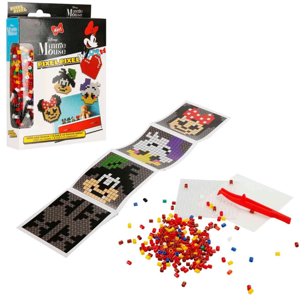 4in1 Disney Minnie Mouse Pixel Pixel Boncuk Aktivite ve Oyuncak Seti Kız Erkek Çocuk Oyuncak Eğitici - Image 1