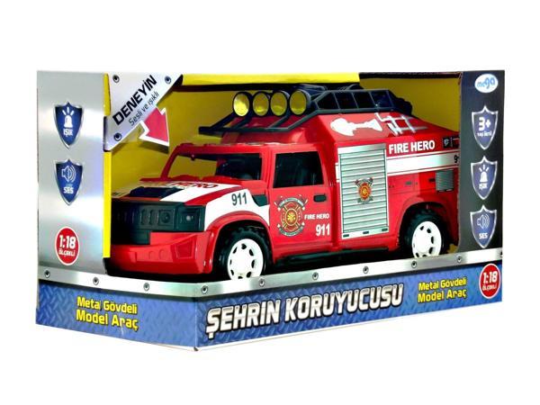Sürtmeli Sesli Işıklı İtfaiye Aracı Kız Erkek Çocuk Oyuncak Eğitici Oyuncaklar - Image 1