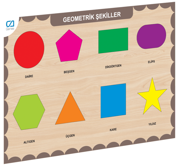 CAAHS-3204 CA GAMES AHŞAP GEOMETRİK ŞEKİLLER BUL-TAK Kız Erkek Çocuk Oyuncak Eğitici Oyuncaklar - Image 1