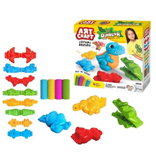 03549 Dede, 3D Dinozor Hamur Set 200 gr / +3 yaş Kız Erkek Çocuk Oyuncak Eğitici Oyuncaklar - Image 1