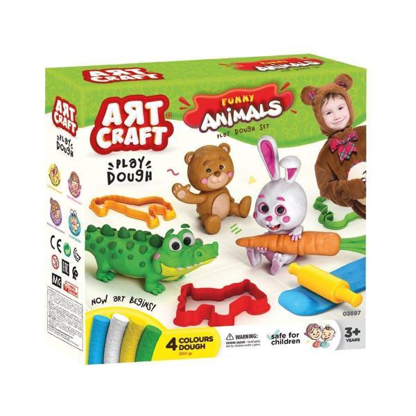 03697 Art Craft Eğlenceli Hayvanlar Hamur Set 200 gr Kız Erkek Çocuk Oyuncak Eğitici Oyuncaklar - Image 1