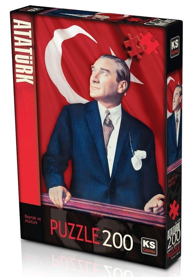 KS Puzzle 200 Parça Bayrak ve Atatürk Kız Erkek Çocuk Oyuncak Eğitici Oyuncaklar - Image 1