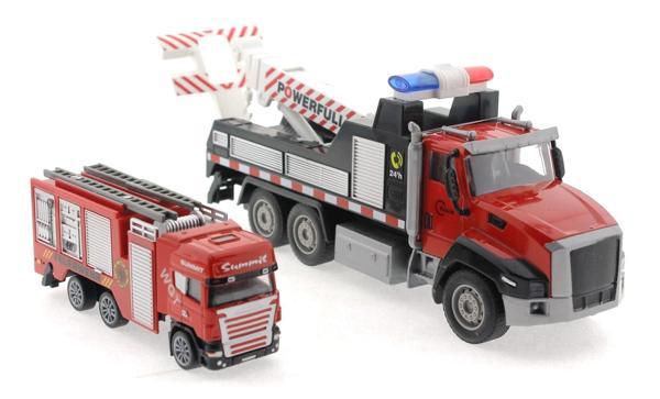 Die Cast Çek Bırak Vinçli Kurtarıcı ve Söndürücü İtfaiye Aracı Kız Erkek Çocuk Oyuncak Eğitici Oyunc - Image 1
