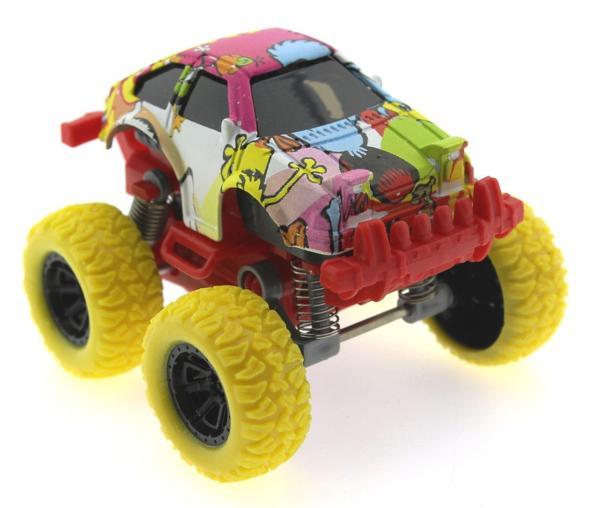 Die Cast Çizgi Film Desenli Sarı Teker Araba Kız Erkek Çocuk Oyuncak Eğitici Oyuncaklar - Image 1