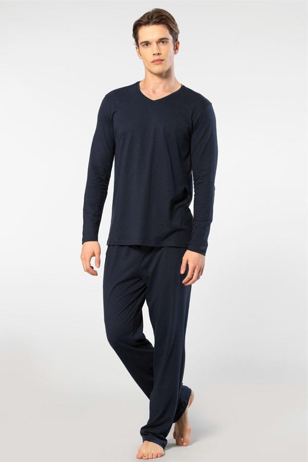 Cacharel Erkek Uzun Kollu Modal Pijama Takım 2237/Lacivert - Image 1