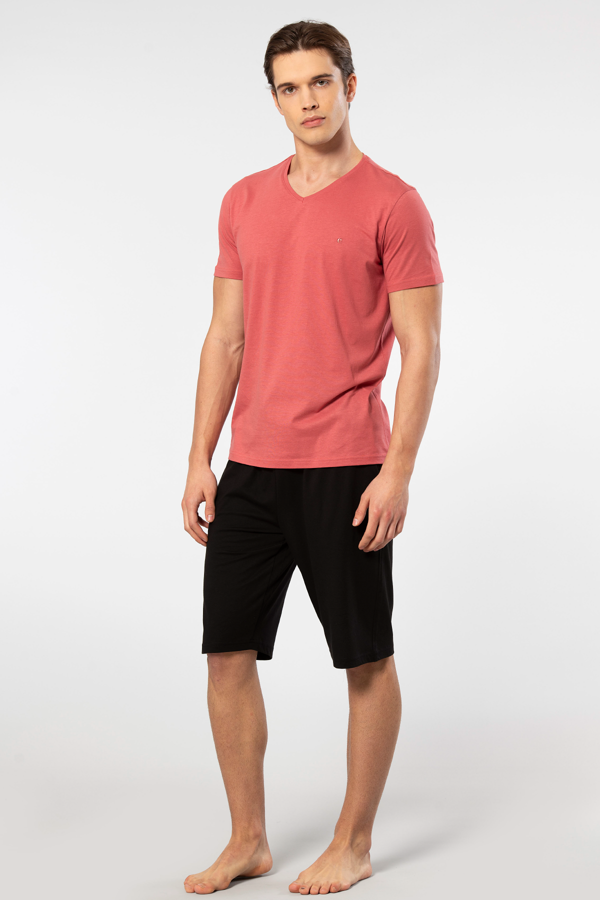 Cacharel Erkek 2193/Mercan Kısa Kollu Modal Bermuda Takım - Image 1