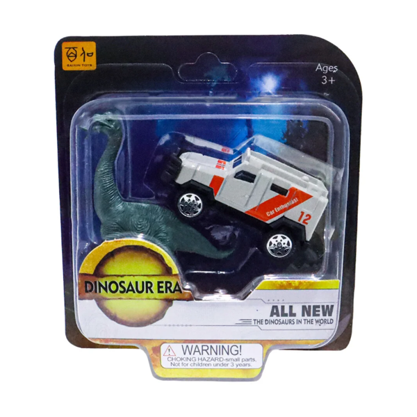 Die Cast Metal Jip ve Brontosaurus Kız Erkek Çocuk Oyuncak Eğitici Oyuncaklar - Image 1