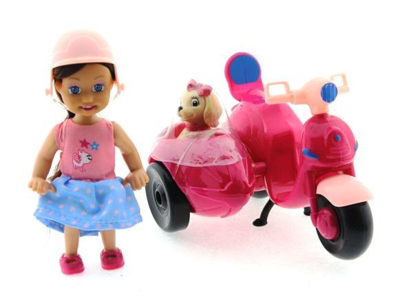 Cute Doll Mini Bebek ve Köpekli Mor Motorsiklet Kız Erkek Çocuk Oyuncak Eğitici Oyuncaklar - Image 1