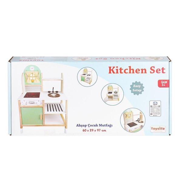 T1011 Ahşap Çocuk Mutfağı (LED yoktur) Kız Erkek Çocuk Oyuncak Eğitici Oyuncaklar - Image 1