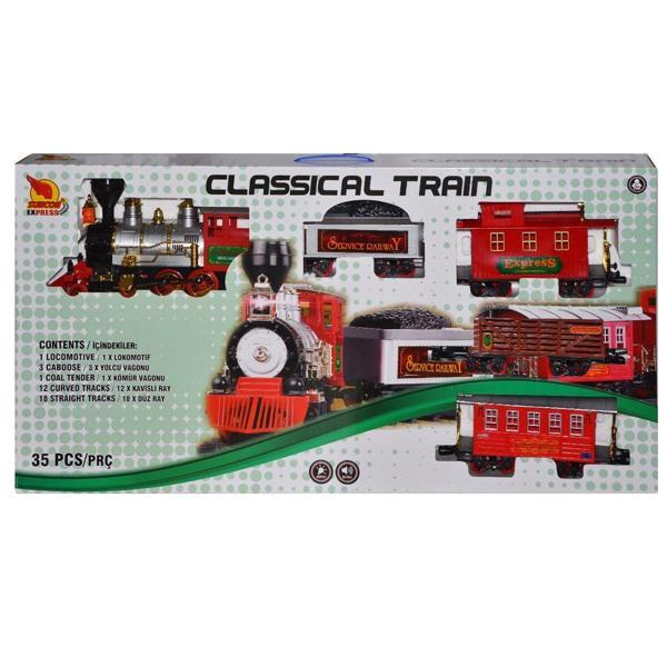 1555 Klasik Tren Seti Sesli ve Işıklı 35 Parça Kız Erkek Çocuk Oyuncak Eğitici Oyuncaklar - Image 1