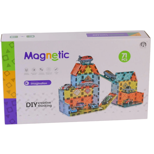 Magnetic Tiles 71 Parça Kız Erkek Çocuk Oyuncak Eğitici Oyuncaklar - Image 1
