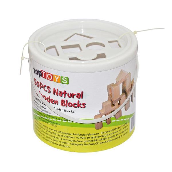 CS-8832 Natural Ahşap Blok Seti 50 Parça -Chiva Kız Erkek Çocuk Oyuncak Eğitici Oyuncaklar - Image 1