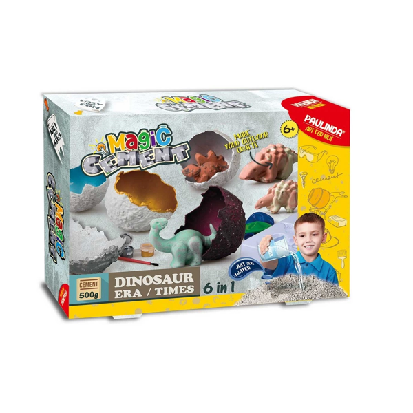 Paulinda Magic Cement Dinosaur Era / Times 6in1 Hobi Set 500 gr Kız Erkek Çocuk Oyuncak Eğitici Oyun - Image 1