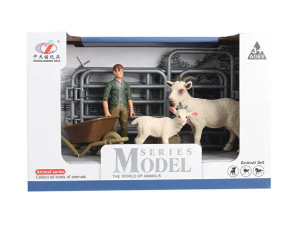 Model Hayvan Seti Sakallı Keçi ve Yavrusu Kız Erkek Çocuk Oyuncak Eğitici Oyuncaklar - Image 1