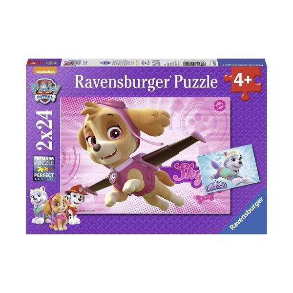 91522 Paw Patrol Skye ve Everest 2x24 parça Ravensburger Puzzle Kız Erkek Çocuk Oyuncak Eğitici Oyun - Image 1