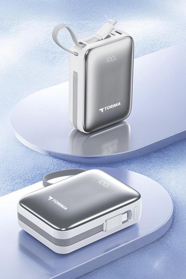 Torima TRM-1018 Beyaz 10000 mAh Type-C Giriş + Lightning + Usb Taşınabilir 45 W Hızlı Şarj Dijital Göstergeli Powerbank - Image 1