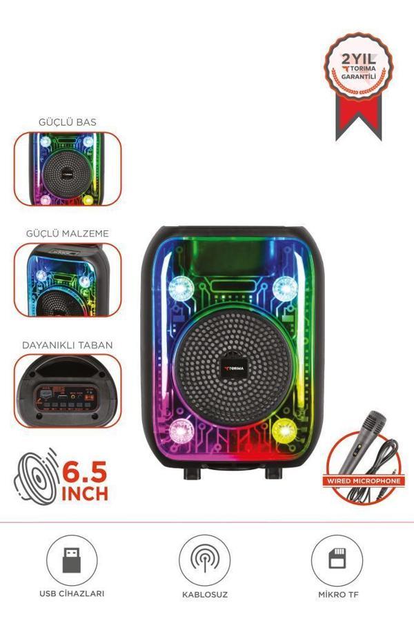 Torima D66 Siyah Kablolu Mikrofonlu Bluetooth Hoparlör - Image 1