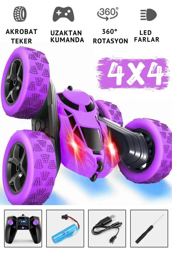 Giffy Oyuncak 2.4Ghz Uzaktan Kumandalı Full Fonksiyon 4 Teker Şarjlı Işıklı 4X4 Rc Akrobat Araba - Image 1