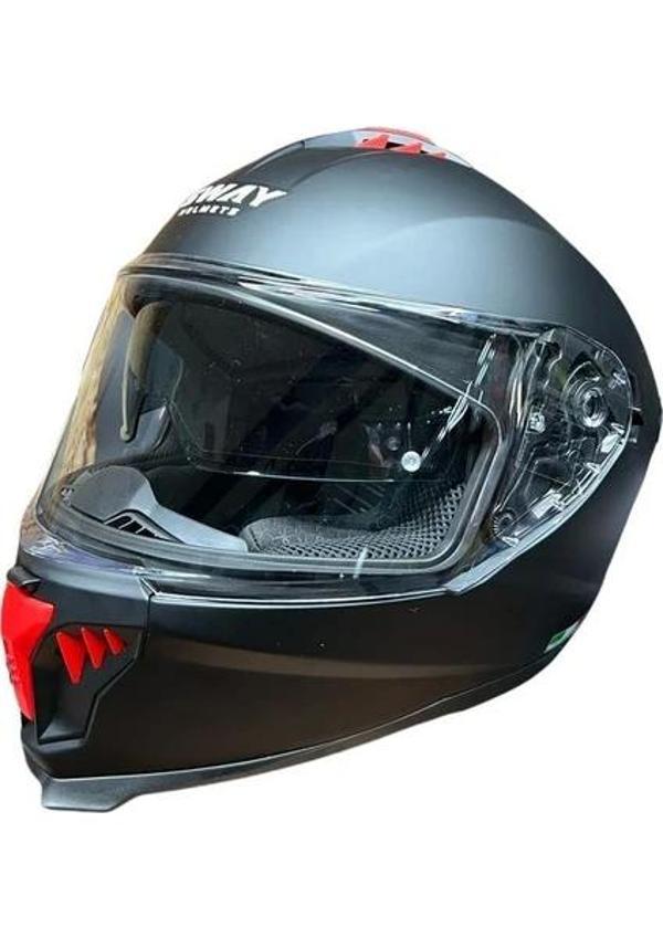 Sway Sw 865 Double Vizör Matt Black Full Face Kask - Image 1