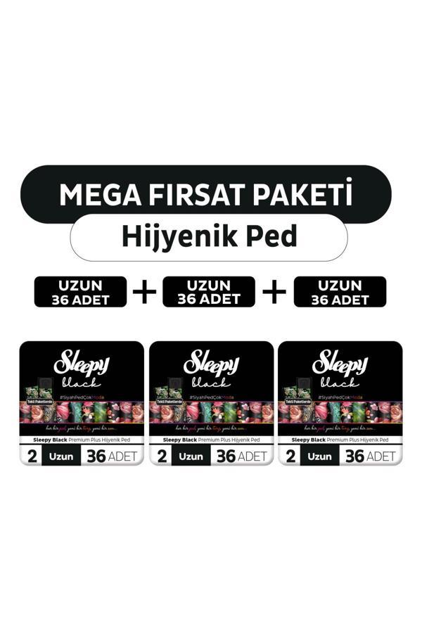Sleepy Black Premium Plus Hijyenik Ped Mega Fırsat Paketi Uzun 108 Adet - Image 1
