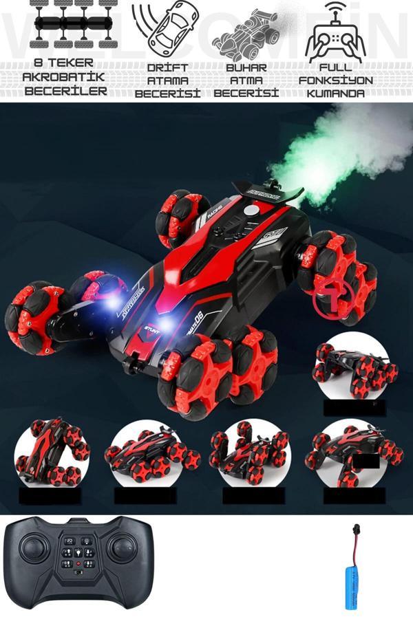 Giffy Oyuncak Buhar Atan 2.4 Ghz Uzaktan Kumandalı Full Fonksiyon 8 Teker Buharlı Akrobat Araba Duman Atan - Image 1