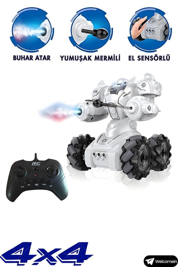 Giffy Oyuncak Buhar Atan Robot 2.4 Ghz Full Fonksiyon Uzaktan Kumandalı 4X4 El Sensörlü Akrobat Araba - Image 1