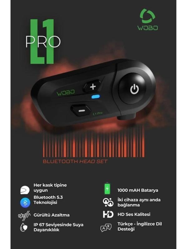 Wobo Bluetooth Kulaklık Mikrofon Seti Intercom - Image 1
