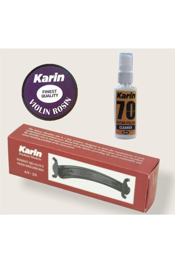 Karin Violin Shoulder Rest Keman Yastığı 4/4 - 3/4 + Keman Reçine + Keman Bakım Temizleyici Ve Parlatıcısı - Image 1