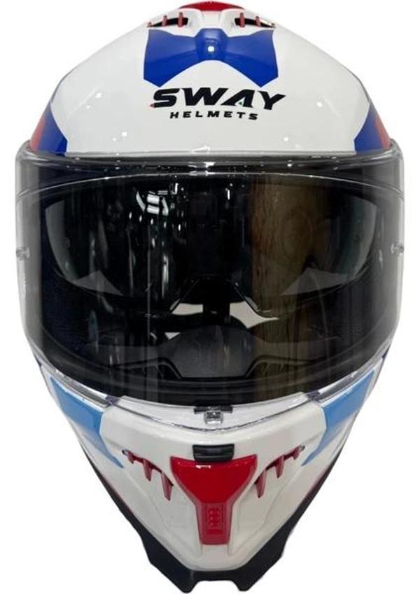 Sway Kask Sway Sw 865 Tıtan White Blue Red Güneş Gözlüklü - Image 1