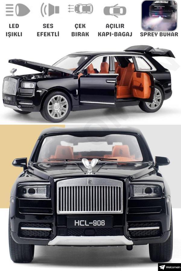 Giffy Oyuncak Metal Buhar Atar Led Işıklı Ses Efektli 1:22 Rolls Royce Jeep Araba Die Cast Koleksiyonluk - Image 1