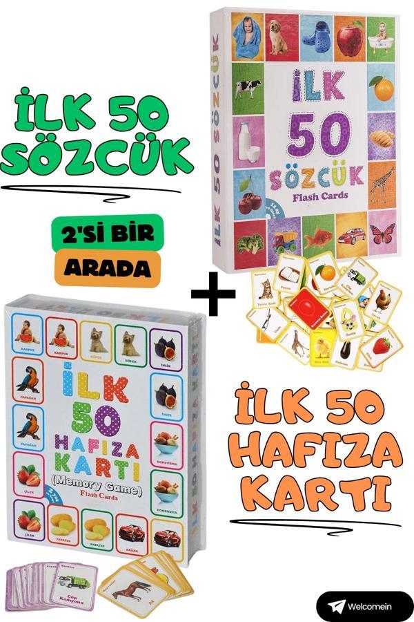 Giffy Oyuncak Minik Bebeğimin İlk 50 Hafıza Kartları Ve İlk 50 Sözcük Kartları Zeka Kartı Flash Kart Set - Image 1