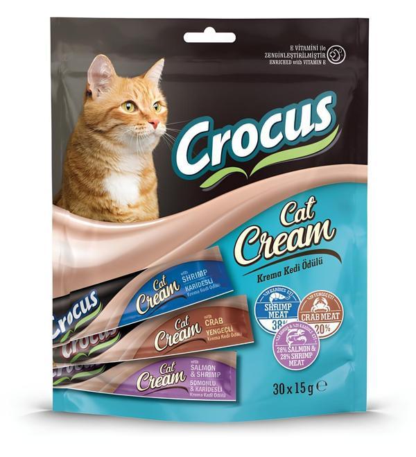 Crocus Karışık (Karidesli & Yengeçli & Somonlu - Karidesli) Krema Yetişkin Kedi Ödül Maması 30 x 15 Gr - Image 1
