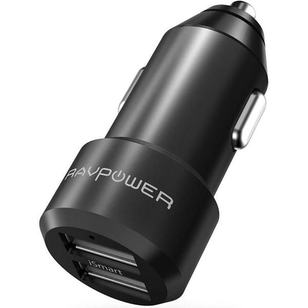 RavPower RP-VC006 Ultra İnce/Ufak 24W 4.8A Çift Çıkış iSmart Araç Şarjı Siyah - Image 1