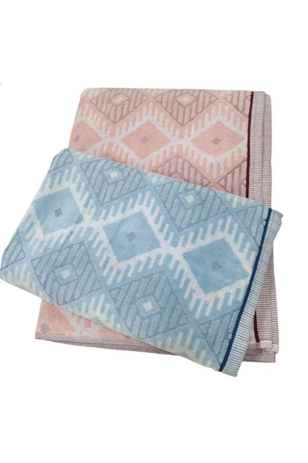 Özdilek 2' Li Aztec Kadife Banyo(Plaj) Havlusu 70X140 Cm ( Somon-Mint) - Image 1