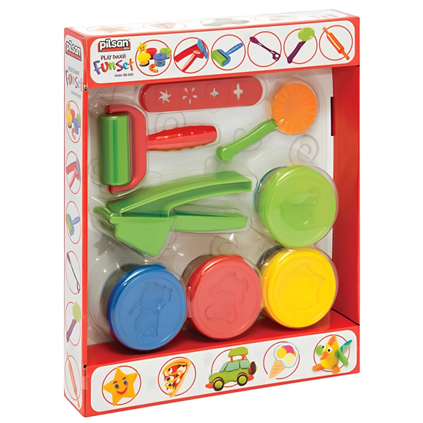 Fun Set Oyun Hamuru 4x80 gr Kız Erkek Çocuk Oyuncak Eğitici Oyuncaklar - Image 1