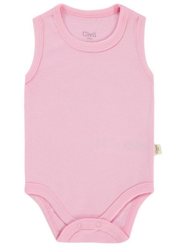 Civil Baby Düz Renkli 1-3 Yaş Çıtçıtlı Badi - Pembe3-4 Yaş - Image 1