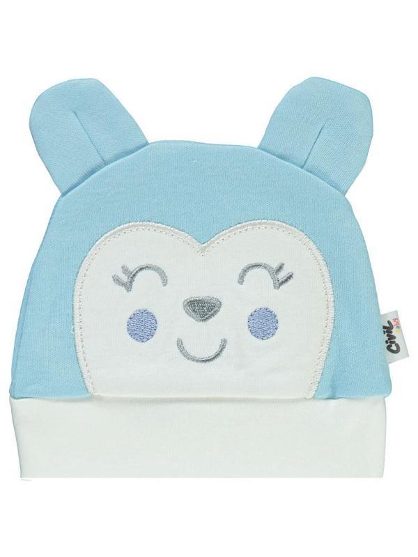 Civil Baby Maymun Kafa Nakış Unisex Kulaklı Bere - MaviStandart - Image 1
