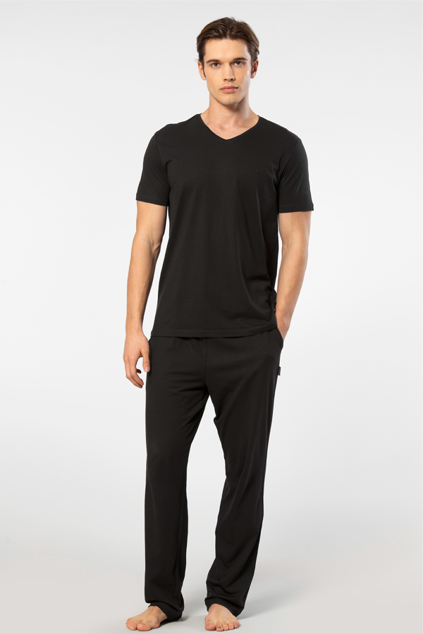 Cacharel 2192/Siyah Erkek Kısa Kollu Modal Pijama Takımı - Image 1