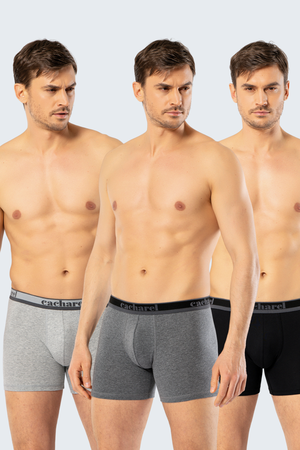 CachareL Erkek 3'lü Boxer 1338/Siyah-Gri-Antrasit - Image 1