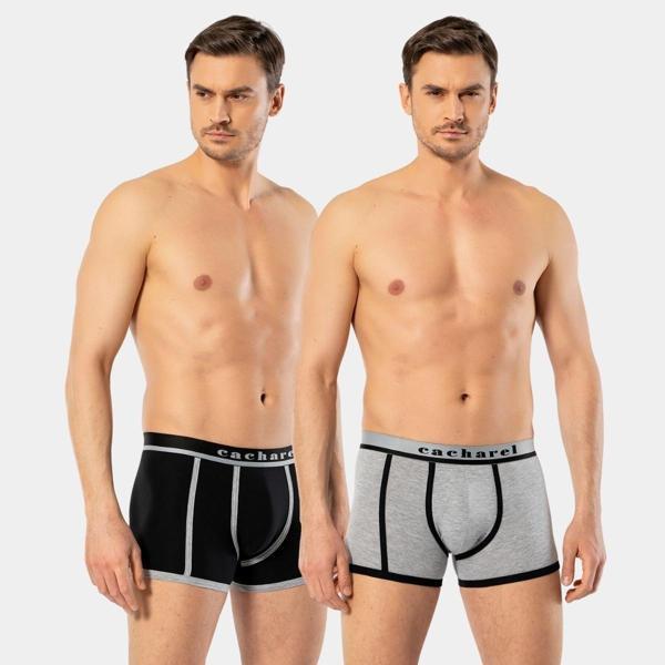 Cacharel Erkek 2'li Biyeli Boxer 1322/Siyah-Gri - Image 1