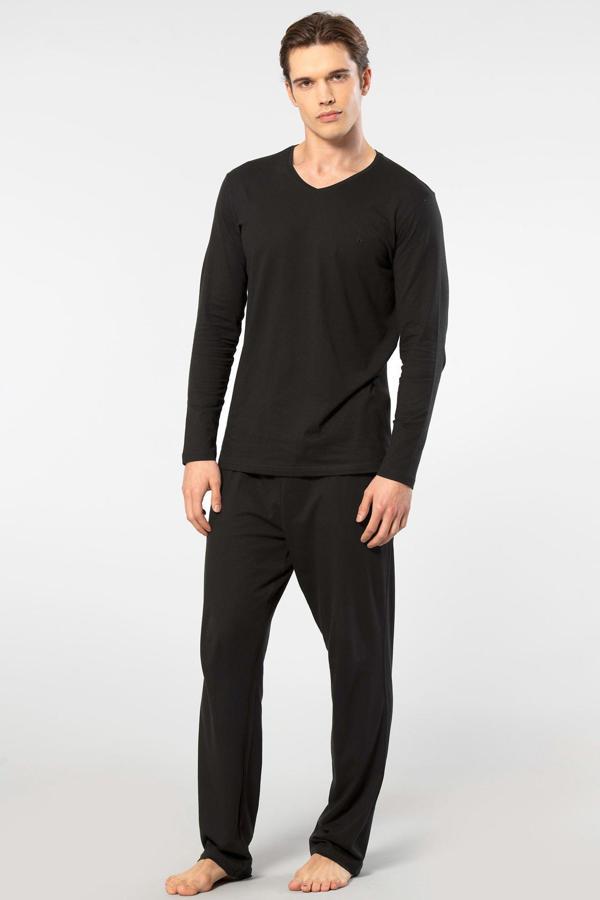 Cacharel Erkek Uzun Kollu Modal Pijama Takımı 2237/Siyah - Image 1