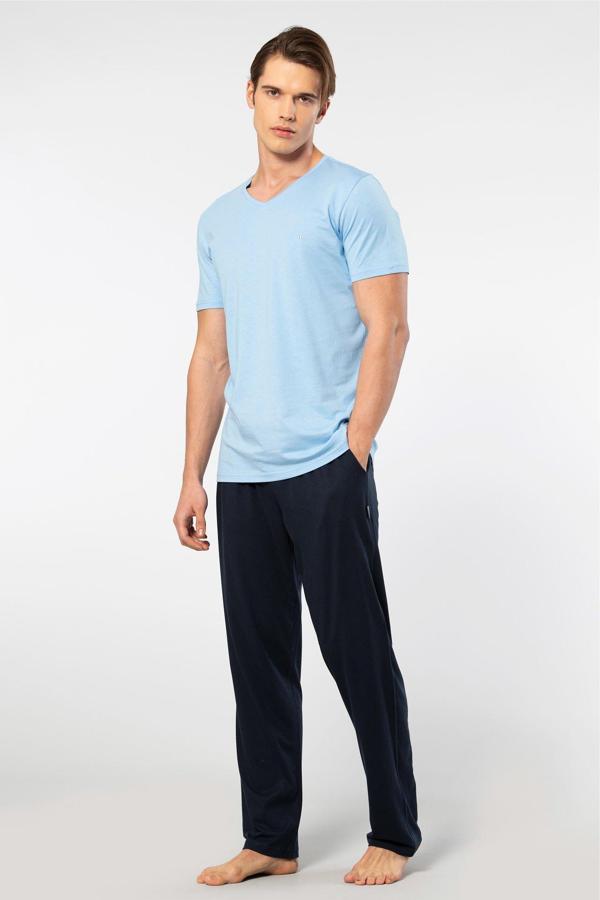 Cacharel 2192/Açık Mavi Erkek Kısa Kollu Modal Pijama Takımı - Image 1
